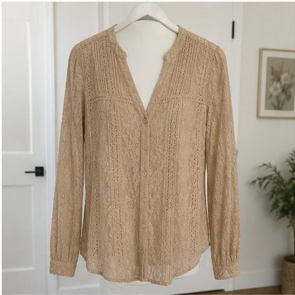 Camel Button Blouse